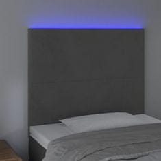 Greatstore Čelo postele s LED tmavě šedé 90x5x118/128 cm samet