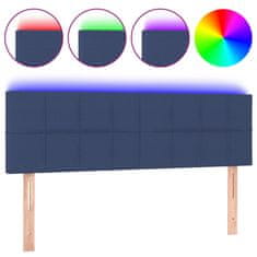 Greatstore Čelo postele s LED modré 144x5x78/88 cm textil