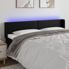 Greatstore Čelo postele s LED černé 183 x 16 x 78/88 cm umělá kůže