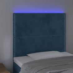 Greatstore Čelo postele s LED tmavě modré 90x5x118/128 cm samet