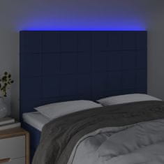 Greatstore Čelo postele s LED modré 144x5x118/128 cm textil