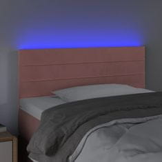 Greatstore Čelo postele s LED růžové 80 x 5 x 78/88 cm samet