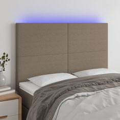 Greatstore Čelo postele s LED taupe 144x5x118/128 cm textil