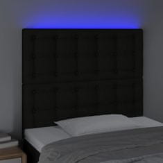 Greatstore Čelo postele s LED černé 80x5x118/128 cm textil