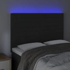 Greatstore Čelo postele s LED černé 144x5x118/128 cm samet