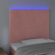 Greatstore Čelo postele s LED růžové 100x5x118/128 cm samet