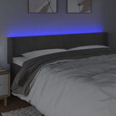 Vidaxl Čelo postele s LED tmavě šedé 183 x 16 x 78/88 cm samet