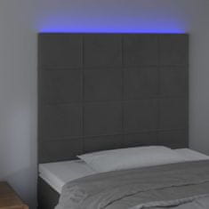 Greatstore Čelo postele s LED tmavě šedé 90x5x118/128 cm samet