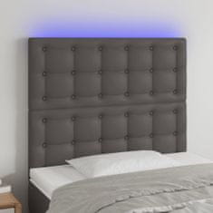 Greatstore Čelo postele s LED šedé 80x5x118/128 cm umělá kůže