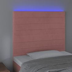 Greatstore Čelo postele s LED růžové 100x5x118/128 cm samet