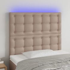 Greatstore Čelo postele s LED cappuccino 100x5x118/128 cm umělá kůže