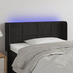 Greatstore Čelo postele s LED černé 93 x 16 x 78/88 cm samet