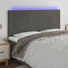 Vidaxl Čelo postele s LED tmavě šedé 200x5x118/128 cm samet