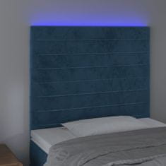 Greatstore Čelo postele s LED tmavě modré 100x5x118/128 cm samet