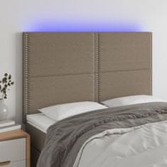 Greatstore Čelo postele s LED taupe 144x5x118/128 cm textil