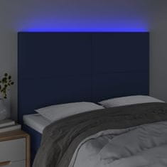 Greatstore Čelo postele s LED modré 144x5x118/128 cm textil