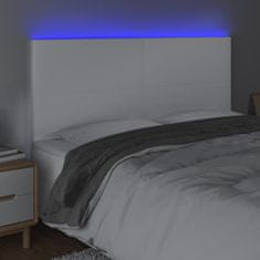 Greatstore Čelo postele s LED bílé 200x5x118/128 cm umělá kůže