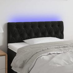 Greatstore Čelo postele s LED černé 90 x 7 x 78/88 cm samet