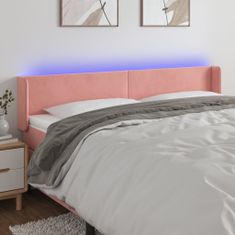 Vidaxl Čelo postele s LED růžové 183 x 16 x 78/88 cm samet