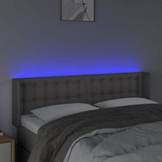 Greatstore Čelo postele s LED šedé 147 x 16 x 78/88 cm umělá kůže