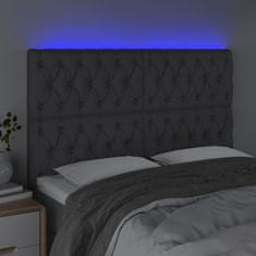 Greatstore Čelo postele s LED tmavě šedé 144x7x118/128 cm textil