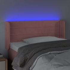 Vidaxl Čelo postele s LED růžové 103 x 16 x 78/88 cm samet