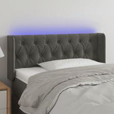 Greatstore Čelo postele s LED tmavě šedé 93 x 16 x 78/88 cm samet