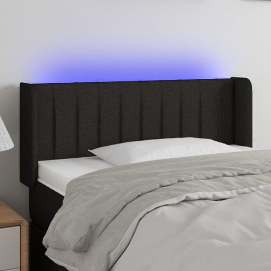 Vidaxl Čelo postele s LED černé 103 x 16 x 78/88 cm textil