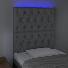 Greatstore Čelo postele s LED světle šedé 80x7x118/128 cm textil