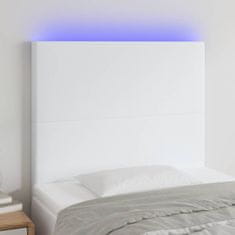 Greatstore Čelo postele s LED bílé 80x5x118/128 cm umělá kůže