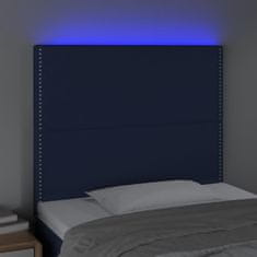 Greatstore Čelo postele s LED modré 100x5x118/128 cm textil