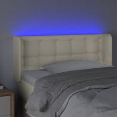 Greatstore Čelo postele s LED krémové 103 x 16 x 78/88 cm umělá kůže