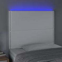 Greatstore Čelo postele s LED bílé 90x5x118/128 cm umělá kůže