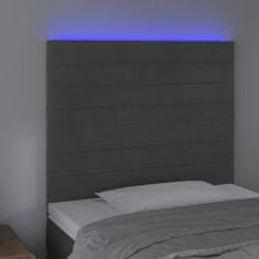 Greatstore Čelo postele s LED tmavě šedé 100x5x118/128 cm samet