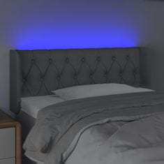 Greatstore Čelo postele s LED světle šedé 93 x 16 x 78/88 cm textil