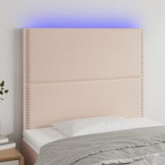 Greatstore Čelo postele s LED cappuccino 90x5x118/128 cm umělá kůže