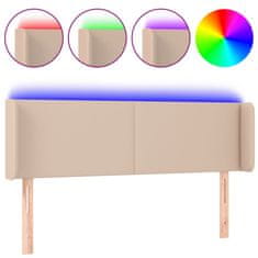 Greatstore Čelo postele s LED cappuccino 147 x 16 x 78/88 cm umělá kůže