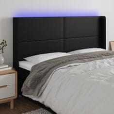 Greatstore Čelo postele s LED černé 183 x 16 x 118/128 cm umělá kůže