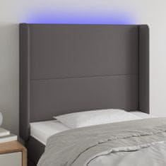 Greatstore Čelo postele s LED šedé 83 x 16 x 118/128 cm umělá kůže