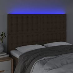 Vidaxl Čelo postele s LED tmavě hnědé 144x5x118/128 cm textil