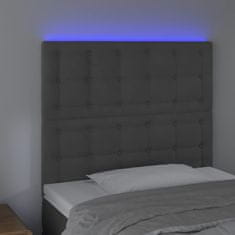 Greatstore Čelo postele s LED tmavě šedé 100x5x118/128 cm samet