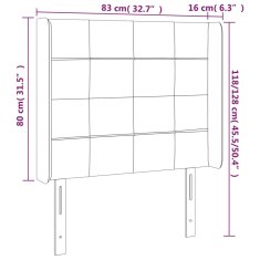 Greatstore Čelo postele s LED tmavě šedé 83 x 16 x 118/128 cm textil