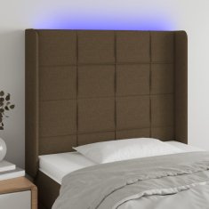 Greatstore Čelo postele s LED tmavě hnědé 93 x 16 x 118/128 cm textil