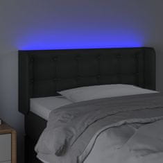 Vidaxl Čelo postele s LED černé 103 x 16 x 78/88 cm umělá kůže