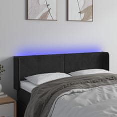 Vidaxl Čelo postele s LED černé 147 x 16 x 78/88 cm samet