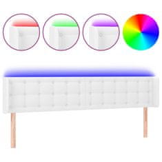 Greatstore Čelo postele s LED bílé 203 x 16 x 78/88 cm umělá kůže