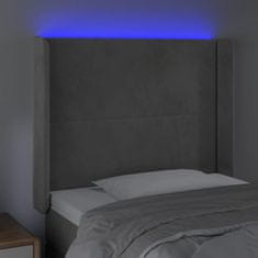 Vidaxl Čelo postele s LED světle šedé 93x16x118/128 cm samet