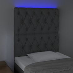 Greatstore Čelo postele s LED tmavě šedé 80x7x118/128 cm textil