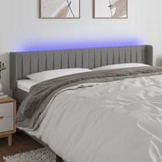 Vidaxl Čelo postele s LED tmavě šedé 203 x 16 x 78/88 cm textil