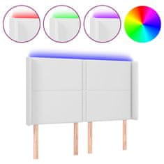 Greatstore Čelo postele s LED bílé 147 x 16 x 118/128 cm umělá kůže